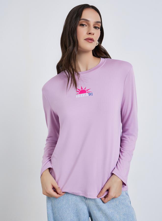 ستايلي تيشيرت بطبعة جرافيك وقصة عادية - Image 2